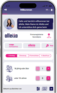 alletta App fragt nach deiner Situation für den Rechtsschutz